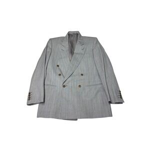 Canali Milano Gray Pinstripe Double Breasted Wool Blazer Italy 48R EU 38R US